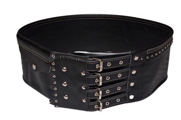 Chimir din piele neagra pe 4 catarame romburi