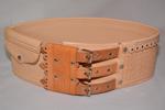 Chimir din piele bej gold pe 3 catarame 